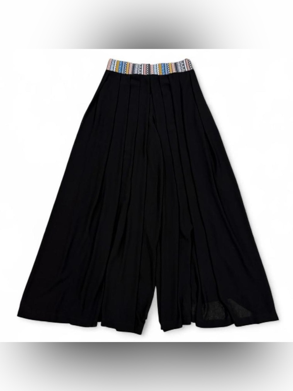 Save the Queen black wide sheer pleat palazzo pants